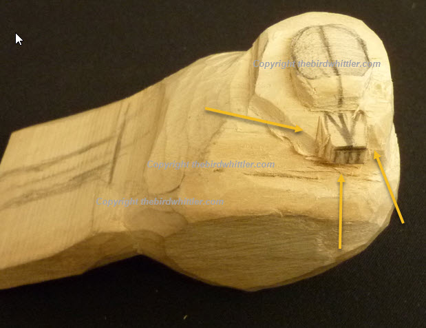 More whittling around the beak.