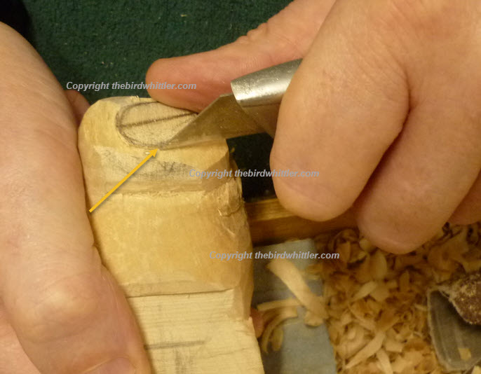 Stanley knife drawing around the head.